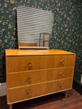 Meredew Mid-Century Dressing Table | 3 Drawer Chest with Mirror on Raised Legs