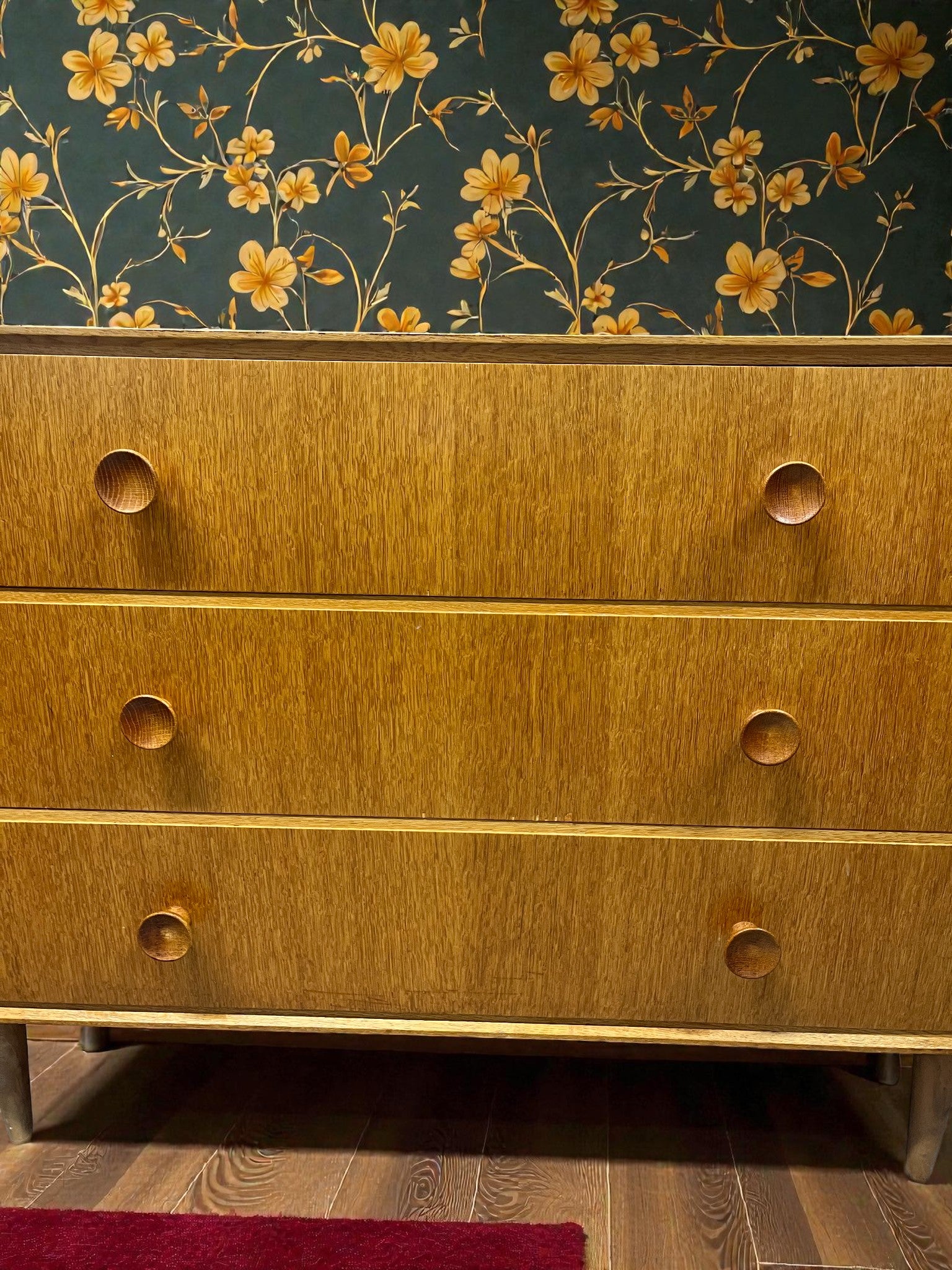 Meredew Mid-Century Dressing Table | 3 Drawer Chest with Mirror on Raised Legs
