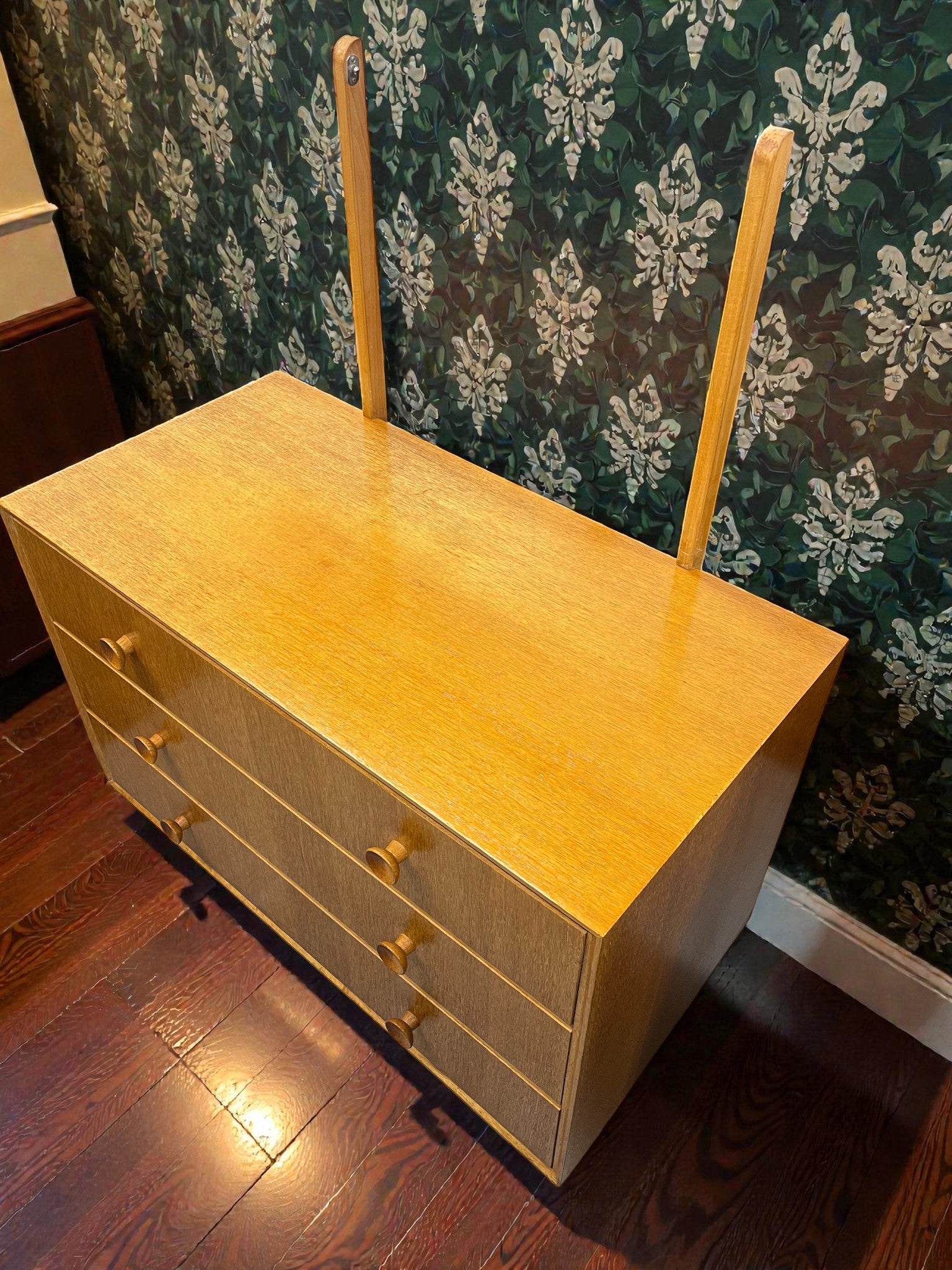 Meredew Mid-Century Dressing Table | 3 Drawer Chest with Mirror on Raised Legs