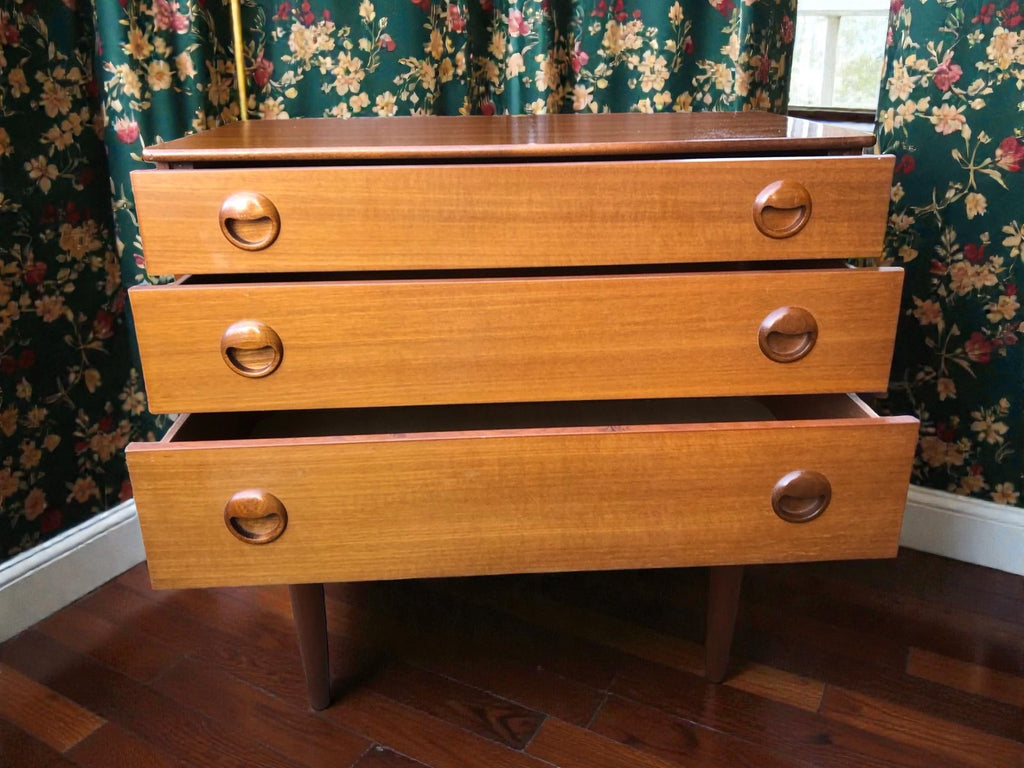 Schreiber 3 Drawer Chest | Mid-Century Teak on Raised Legs
