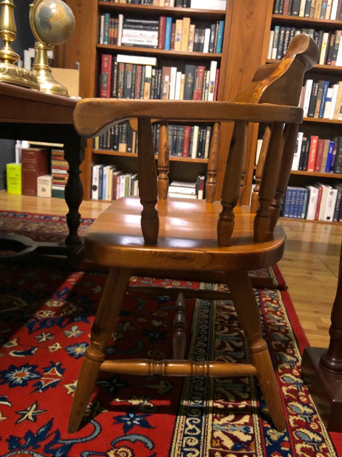 Vintage Pine Captain’s Chair | Traditional Wooden Armchair