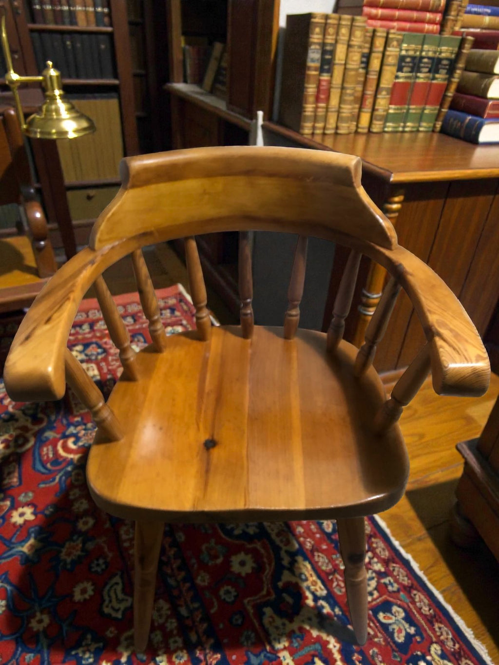 Vintage Pine Captain’s Chair | Traditional Wooden Armchair