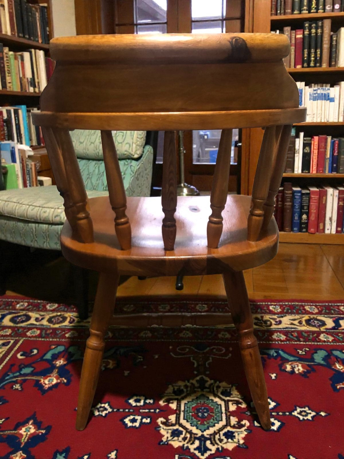 Vintage Pine Captain’s Chair | Traditional Wooden Armchair