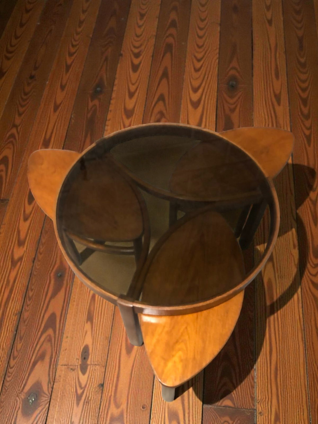 Nathan Trinity Nest of Tables | Smoked Glass Mid-Century Teak Set