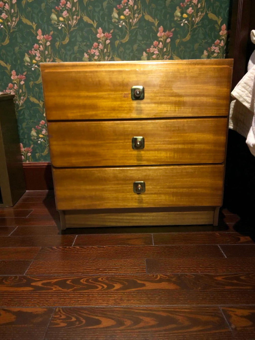 Mid-Century 3 Drawer Bedside Table | Vintage Nightstand