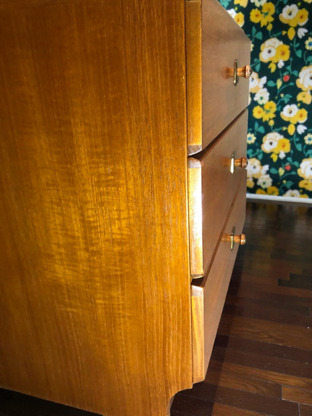 Mid-Century 3 Drawer Bedside Table | Vintage Nightstand