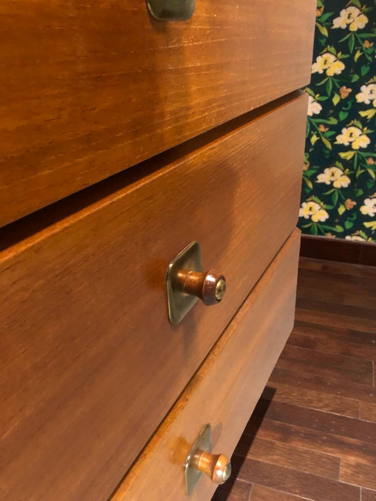 Mid-Century 3 Drawer Bedside Table | Vintage Nightstand