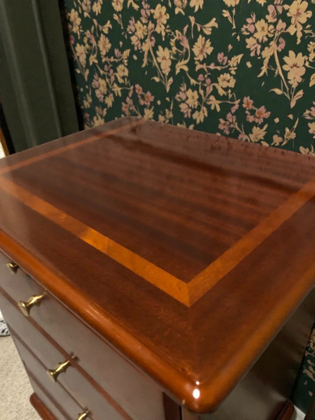 Vintage Four Drawer Bedside Table with Pull-Out Slide