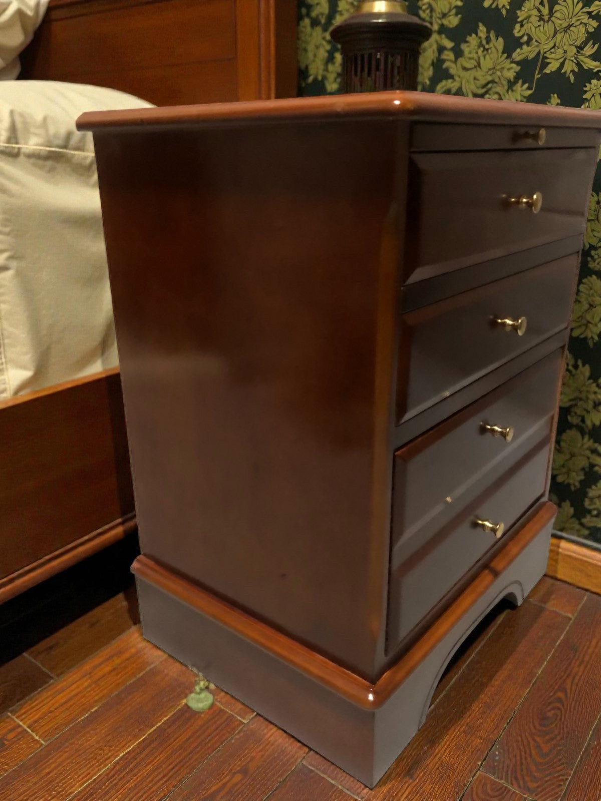 Vintage Four Drawer Bedside Table with Pull-Out Slide
