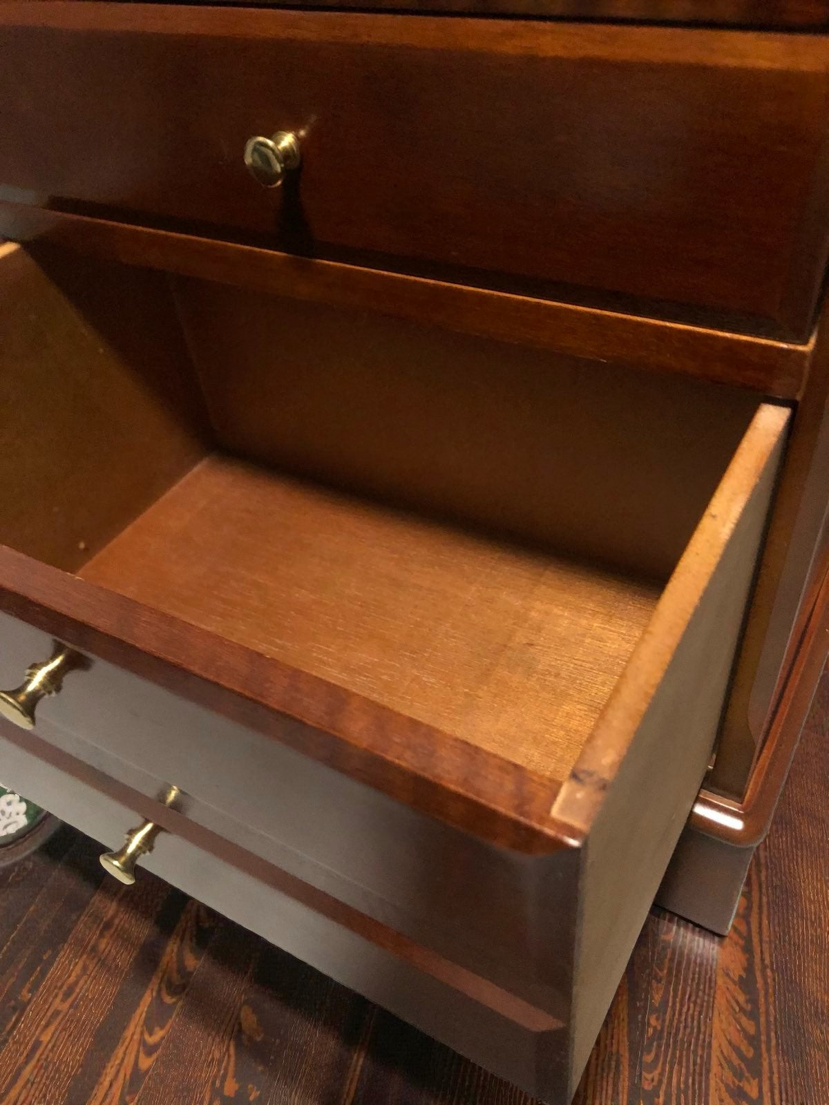 Vintage Four Drawer Bedside Table with Pull-Out Slide