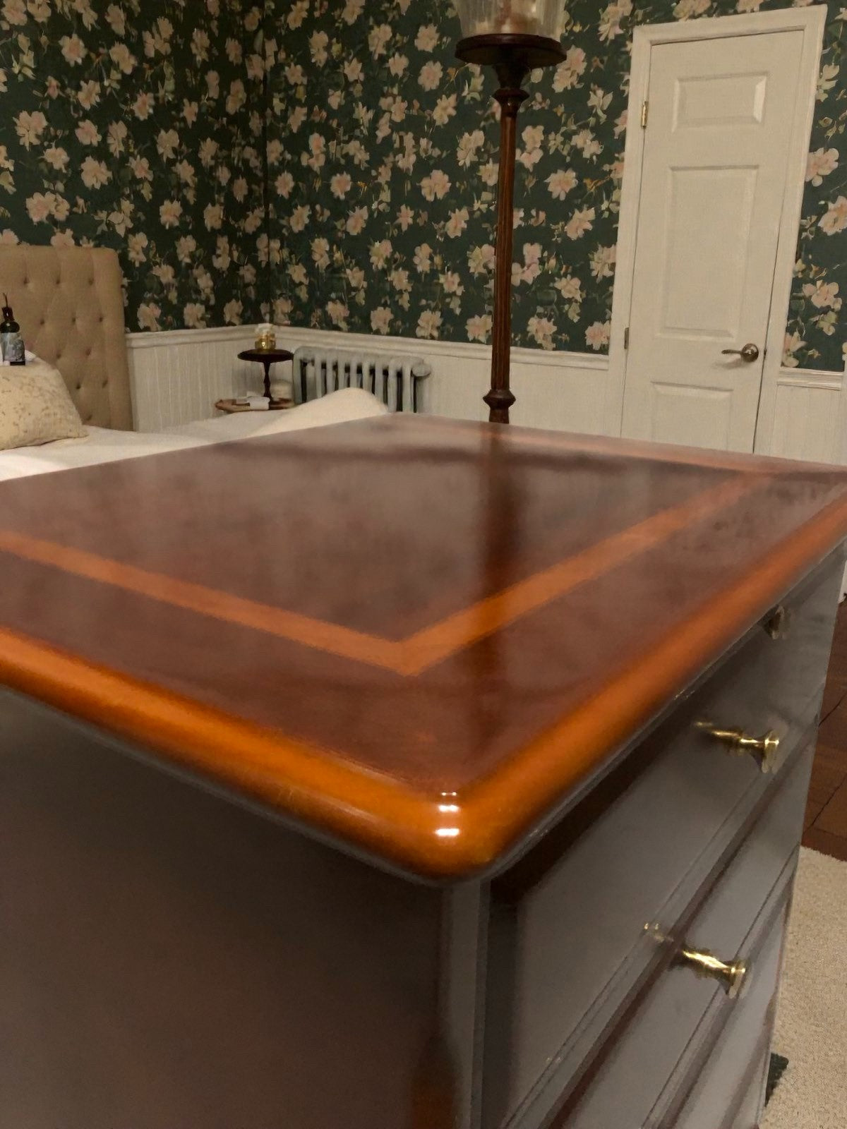 Vintage Four Drawer Bedside Table with Pull-Out Slide