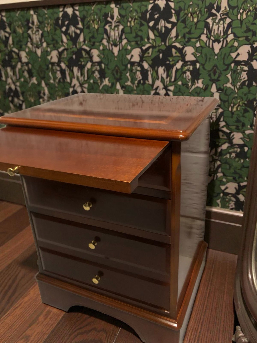 Vintage Four Drawer Bedside Table with Pull-Out Slide