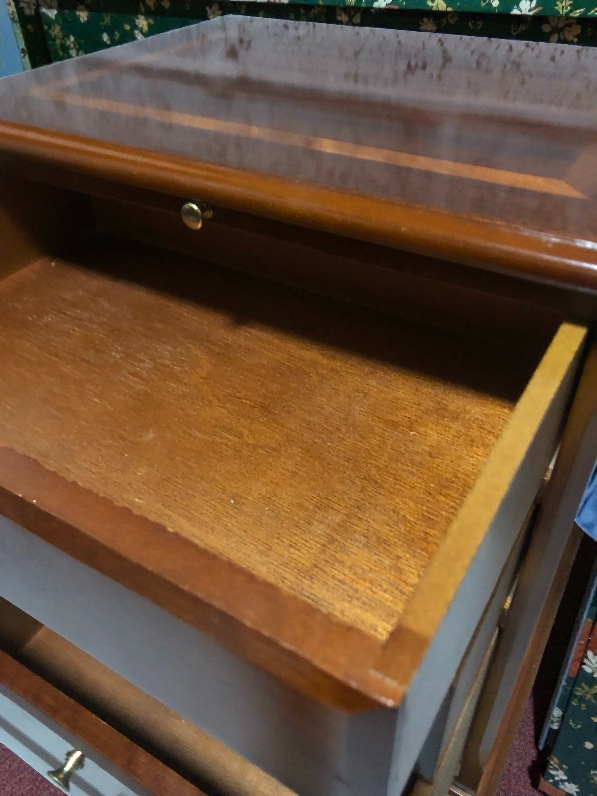 Vintage Four Drawer Bedside Table with Pull-Out Slide
