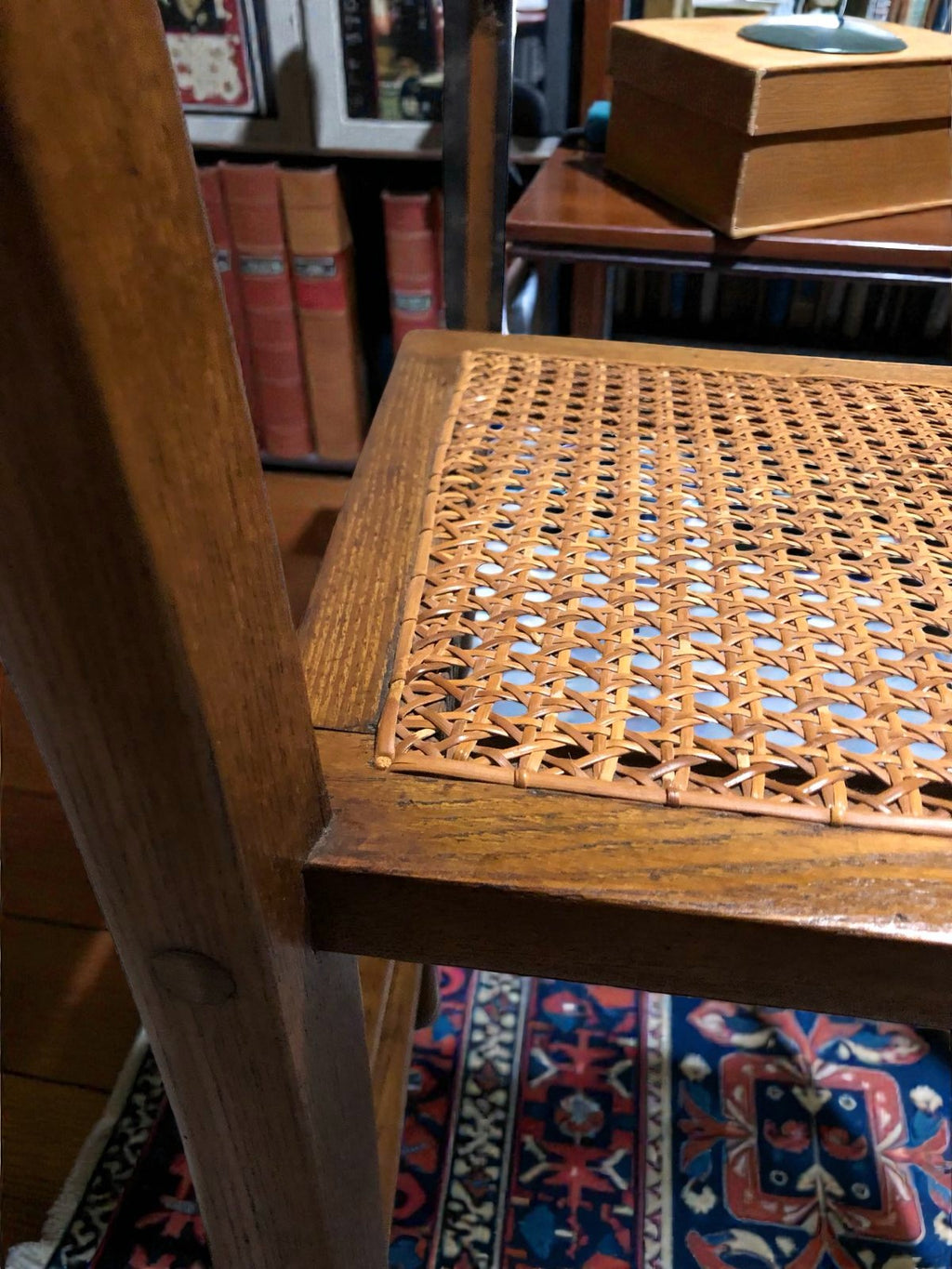 Antique Cane Chair with Rattan Seat | Vintage Accent Chair