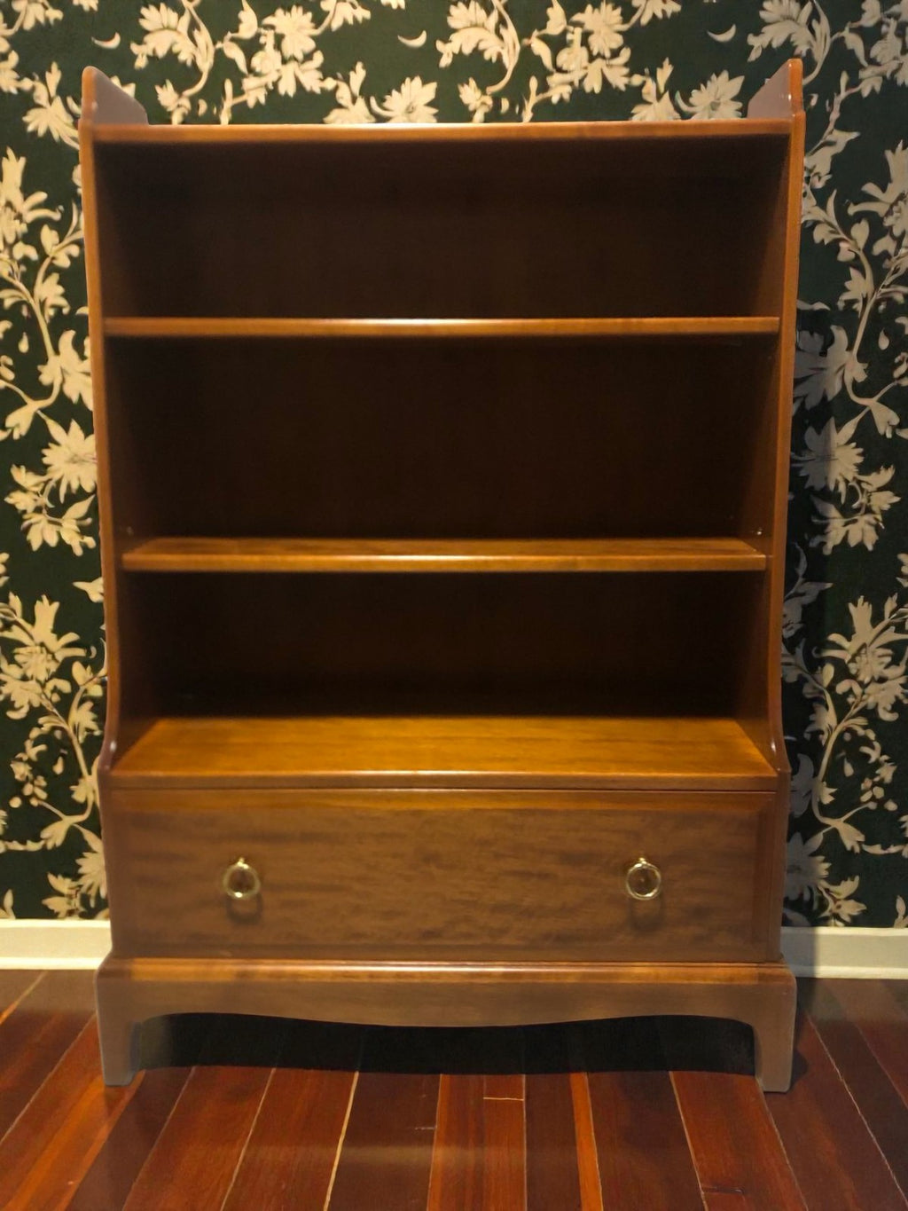 Stag Waterfall Bookcase with Drawer | Vintage Shelving Unit