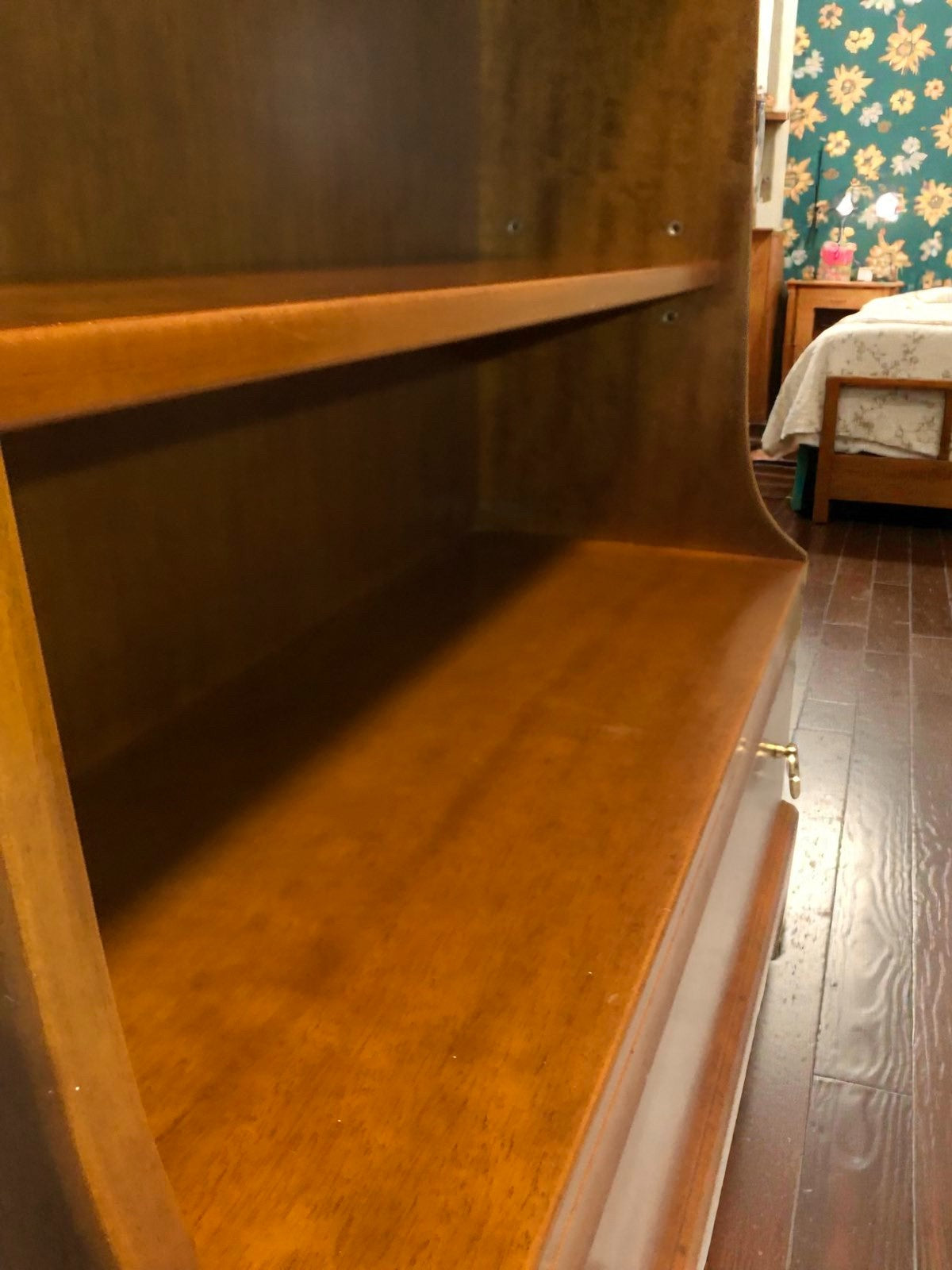 Stag Waterfall Bookcase with Drawer | Vintage Shelving Unit