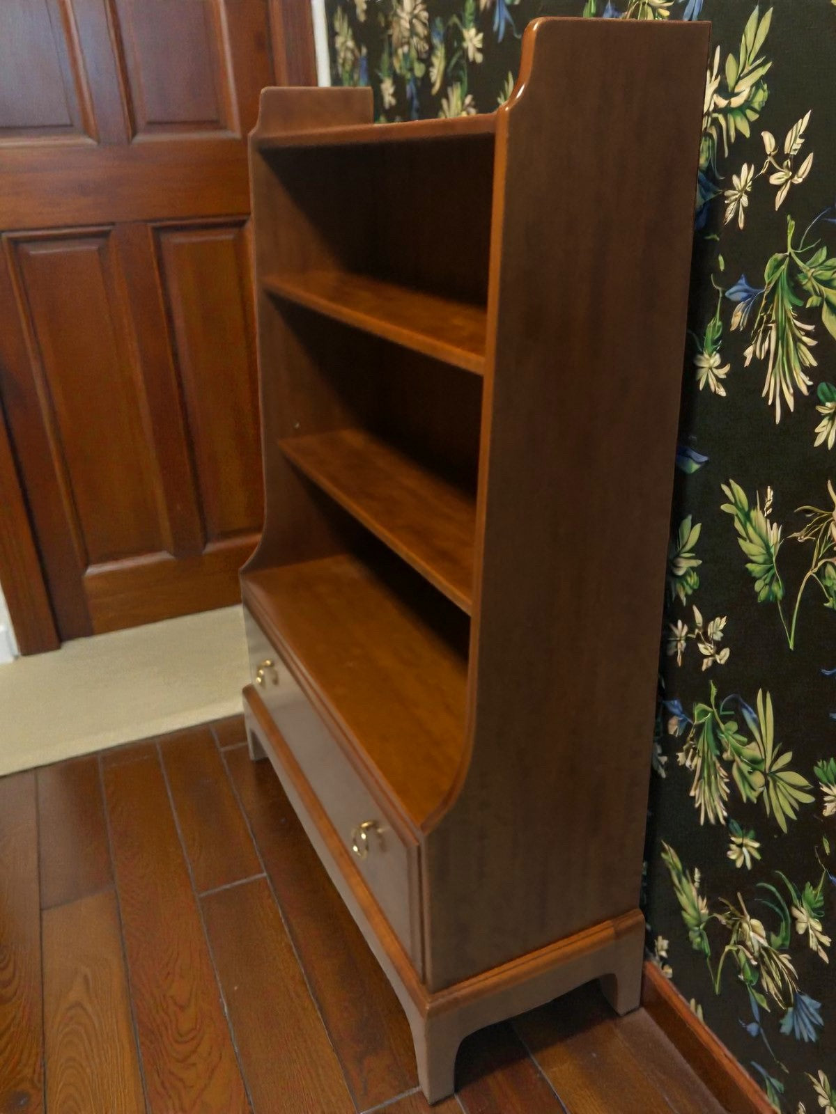 Stag Waterfall Bookcase with Drawer | Vintage Shelving Unit