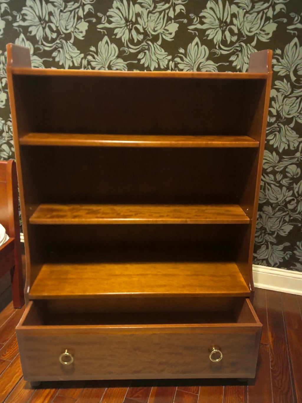 Stag Waterfall Bookcase with Drawer | Vintage Shelving Unit