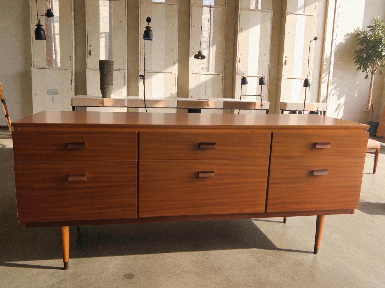 Mid-Century Teak Sideboard by Durable Suites | 6 Drawer Credenza