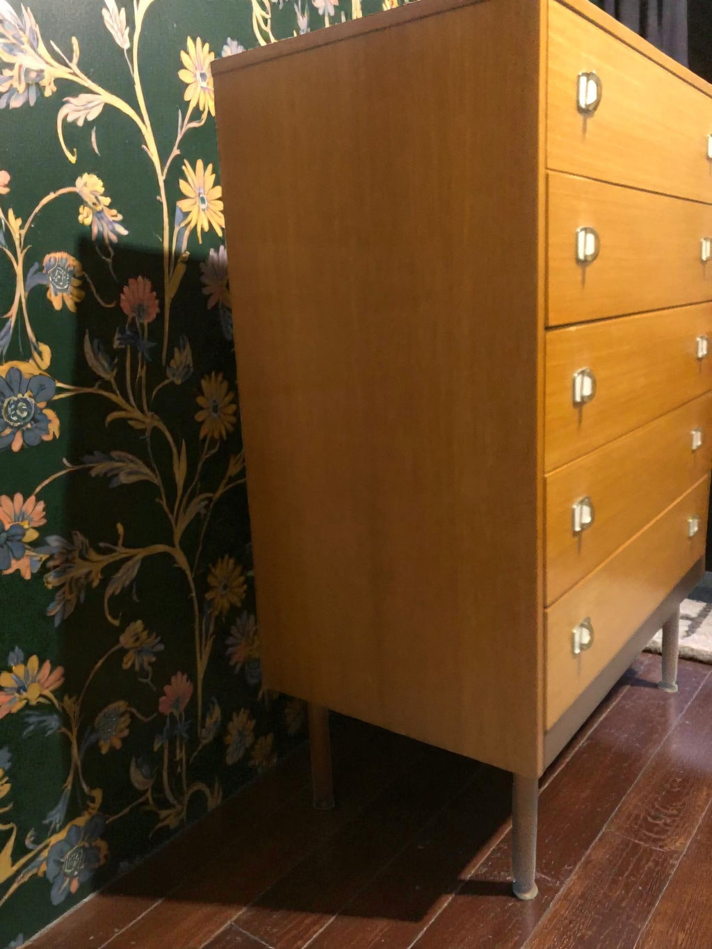 Mid-Century Chest of Drawers | Vintage 5 Drawer Tallboy on Dansette Legs