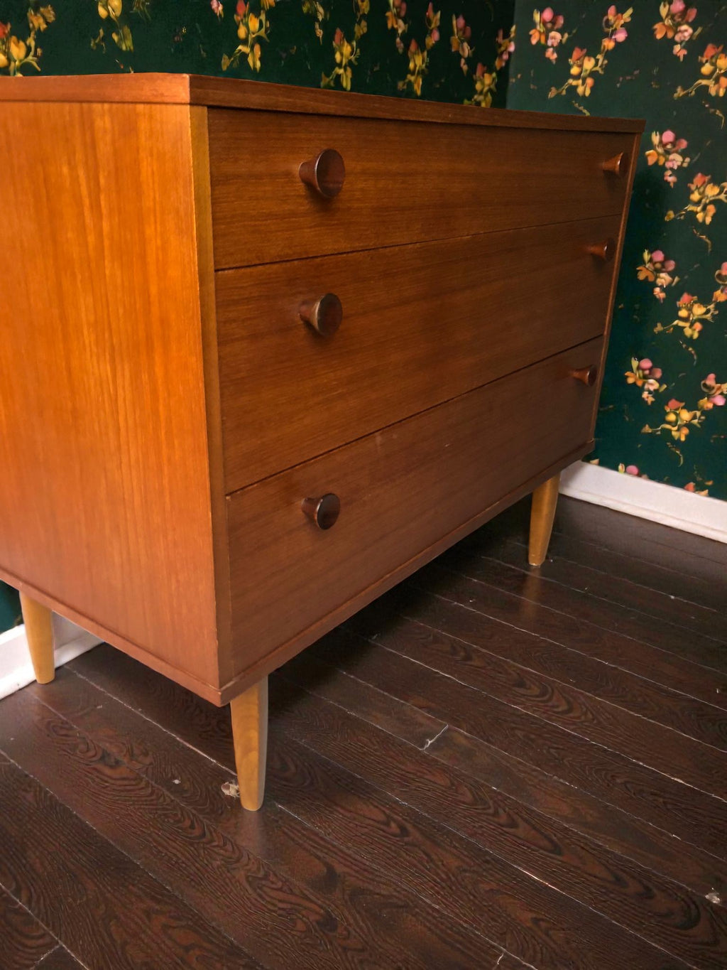 Avalon Mid-Century Three Drawer Chest | Teak 1960s Chest of Drawers